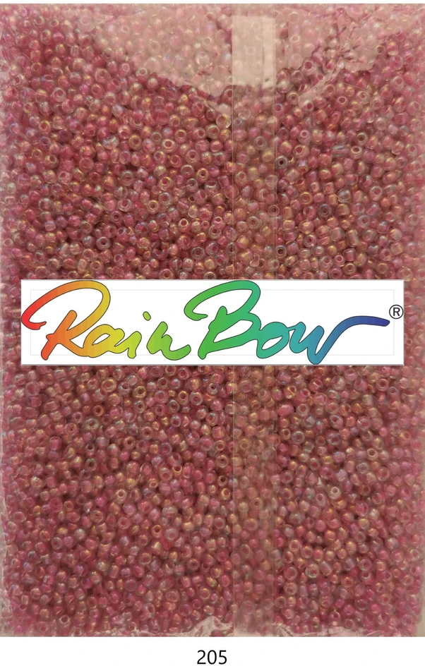Stikliniai apvalūs karoliukai (biseris) Nr. 6/0 RainBow® 500g, spalva 205