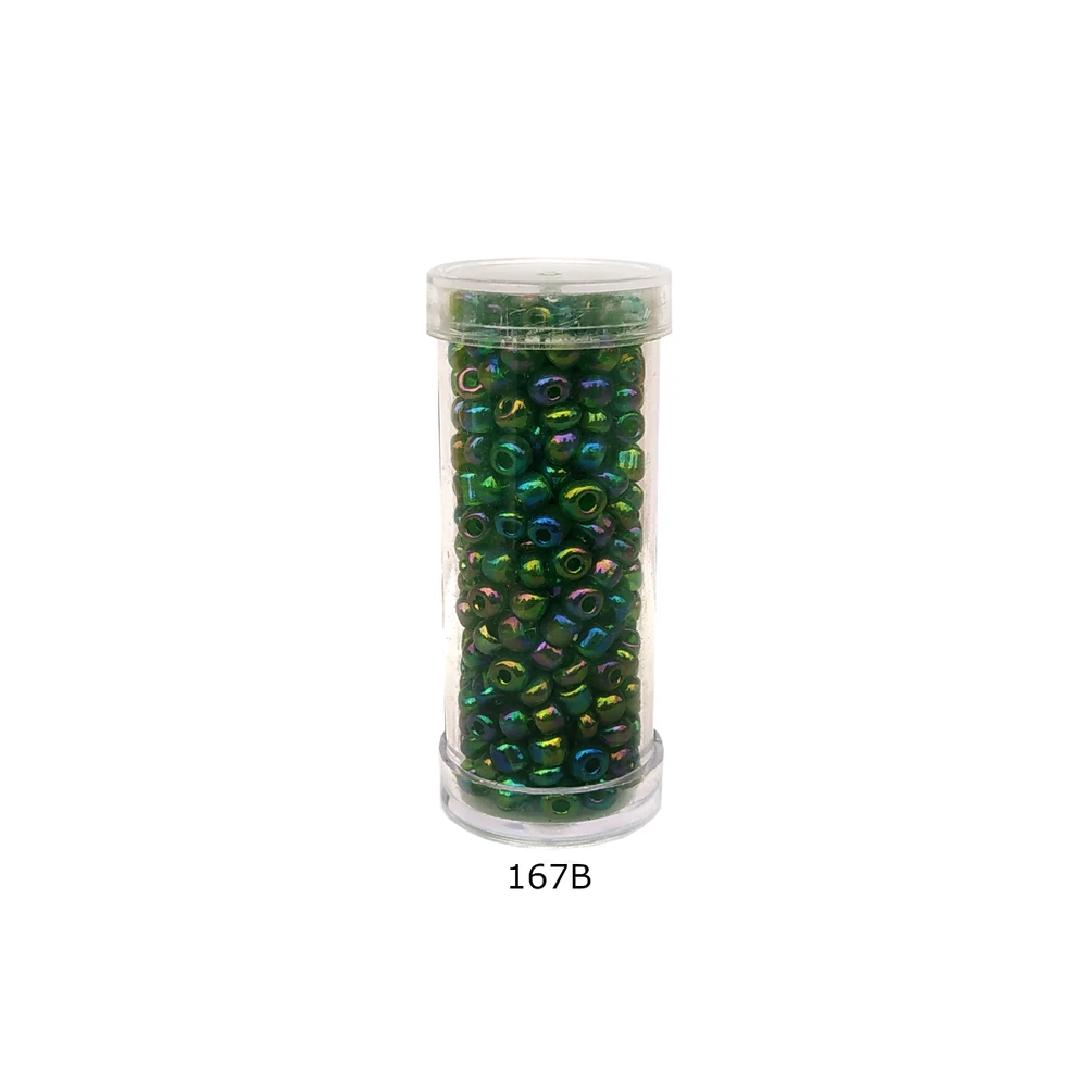 Stikliniai apvalūs karoliukai (biseris) Nr. 6/0 RainBow® plastikinėje tūbelėje 25 g, spalva 167B