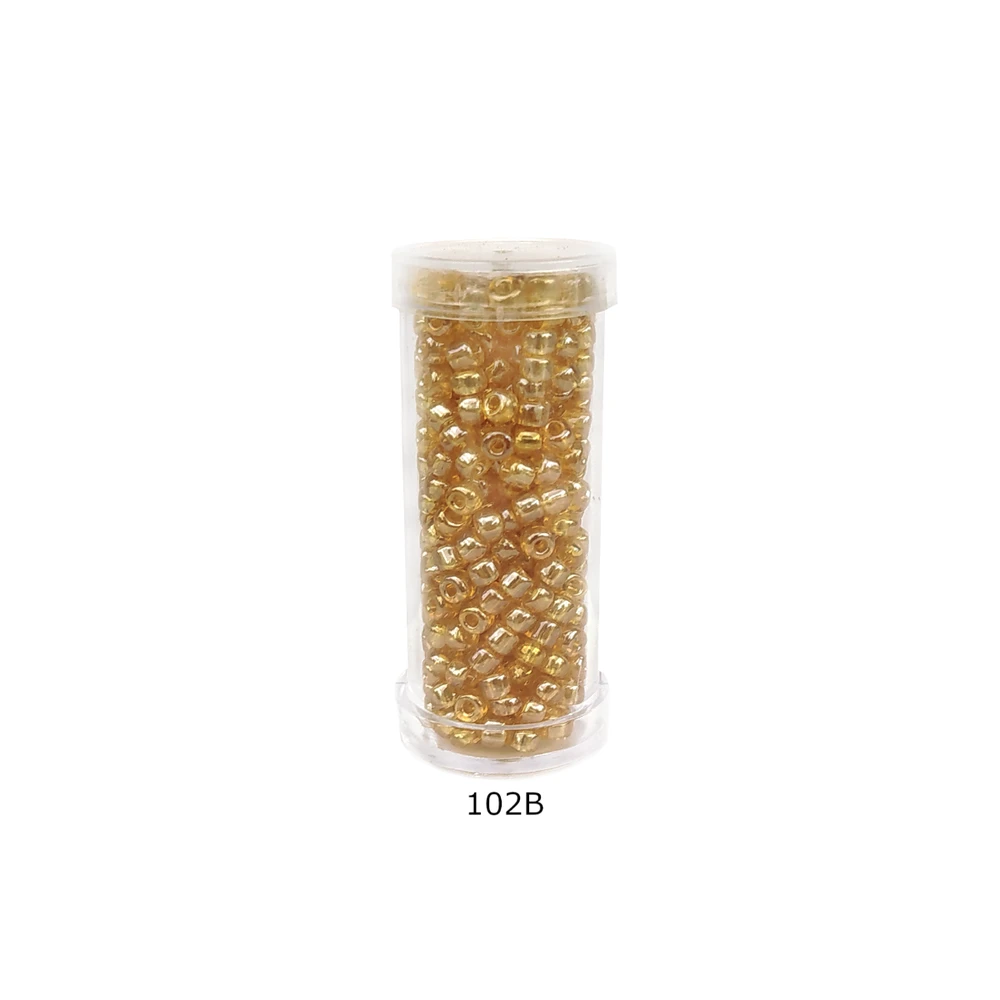 Stikliniai apvalūs karoliukai (biseris) Nr. 6/0 RainBow® plastikinėje tūbelėje 25 g, spalva 102B