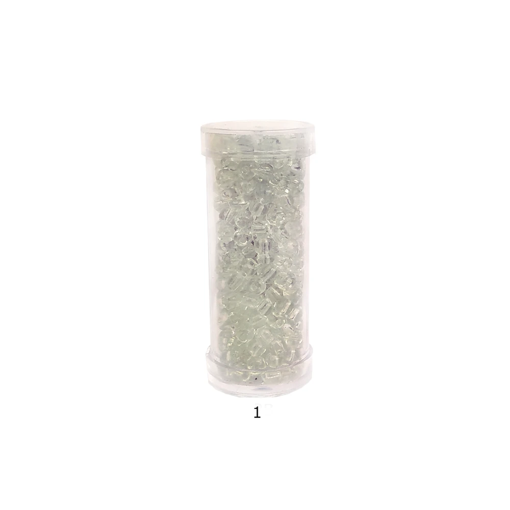 Stikliniai apvalūs karoliukai (biseris) Nr. 6/0 RainBow® plastikinėje tūbelėje 25 g, spalva 1