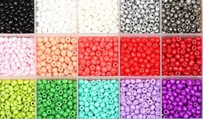 Stiklinių apvalių karoliukų (biserio) 6/0 RainBow® 15 spalvų po 10 g rinkinys, šviesus