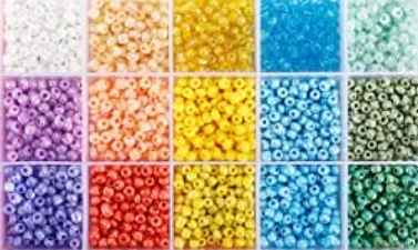 Stiklinių apvalių karoliukų (biserio) 6/0 RainBow® 15 spalvų po 10 g rinkinys, pastelinis
