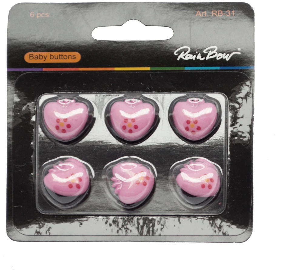 Vaikiškos sagos RainBow® RB-31 Rožinė braškė 18mm, 6vnt.