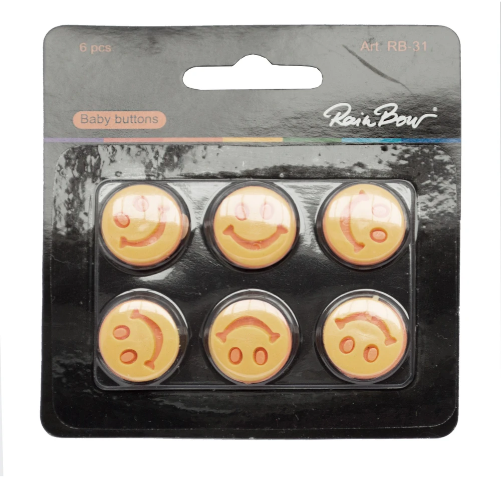 Vaikiškos sagos RainBow® RB-31 Šypsenėlė 18mm, 6vnt.