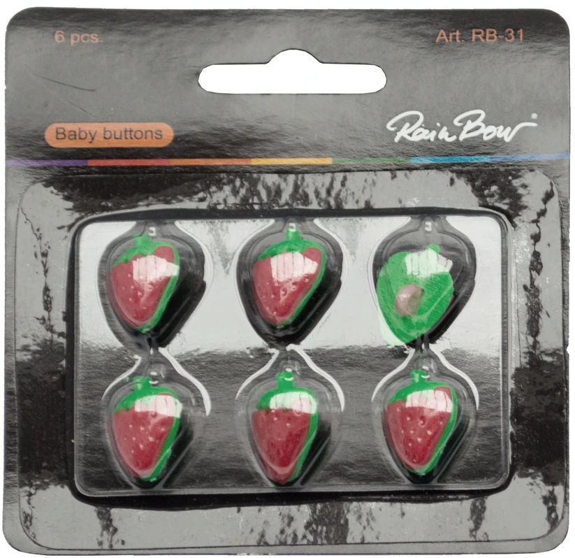 Vaikiškos sagos RainBow® Žemuogė RB-31 18mm, 6vnt.