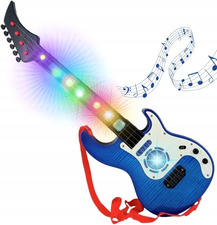 Bigtoys edukacinė vaikiška roko gitara su šviesomis ir garsais, nuo 3 metų