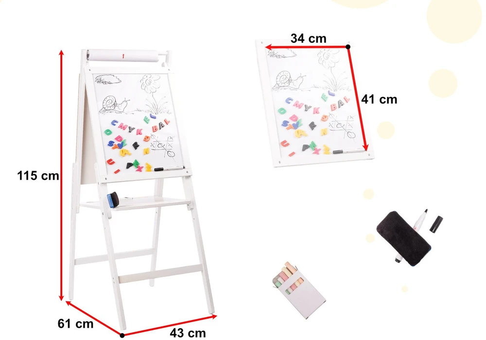 Ikonka Magnetinė medinė kreidinė lenta balta didelė XXL