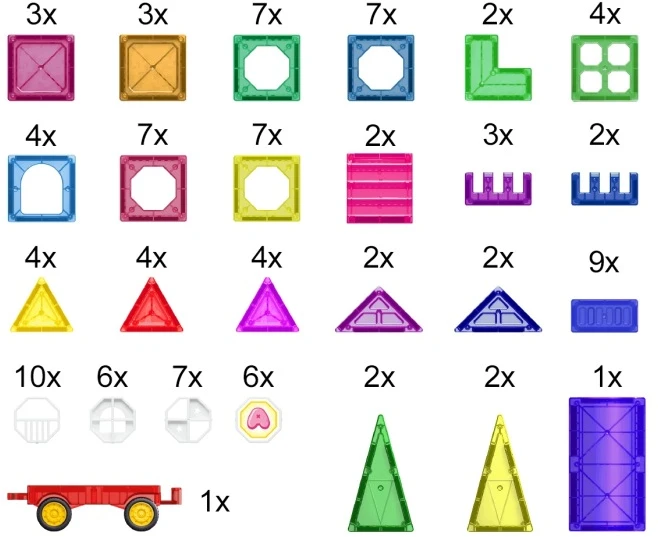 Didelės magnetinės konstravimo kaladėlės 3D, 111 elementų