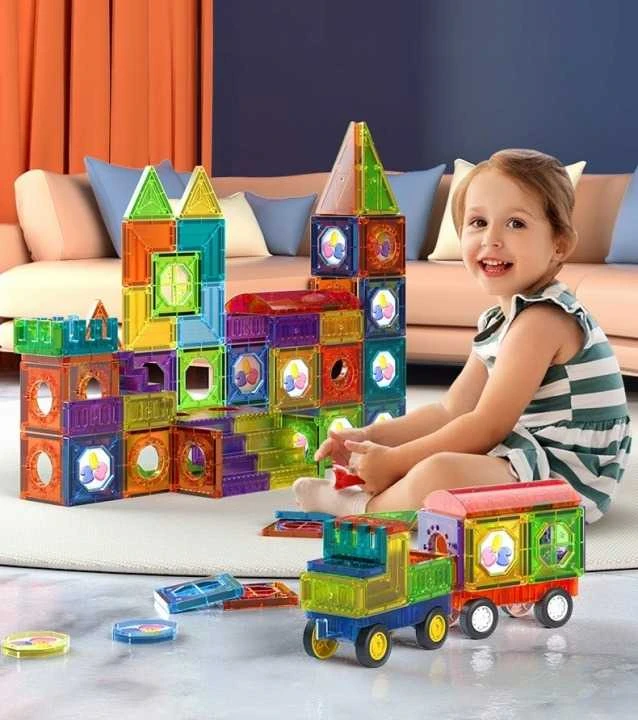 Click4Toys Magnetinės edukacinės kaladėlės vaikams 3D panelės 149 dalių didelis rinkinys