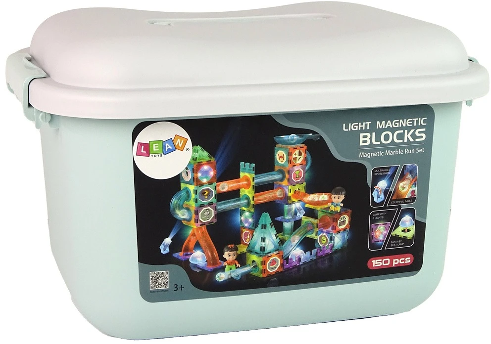 Lean Toys Šviečianti rutulių čiuožykla su blokeliais, 150 elementų