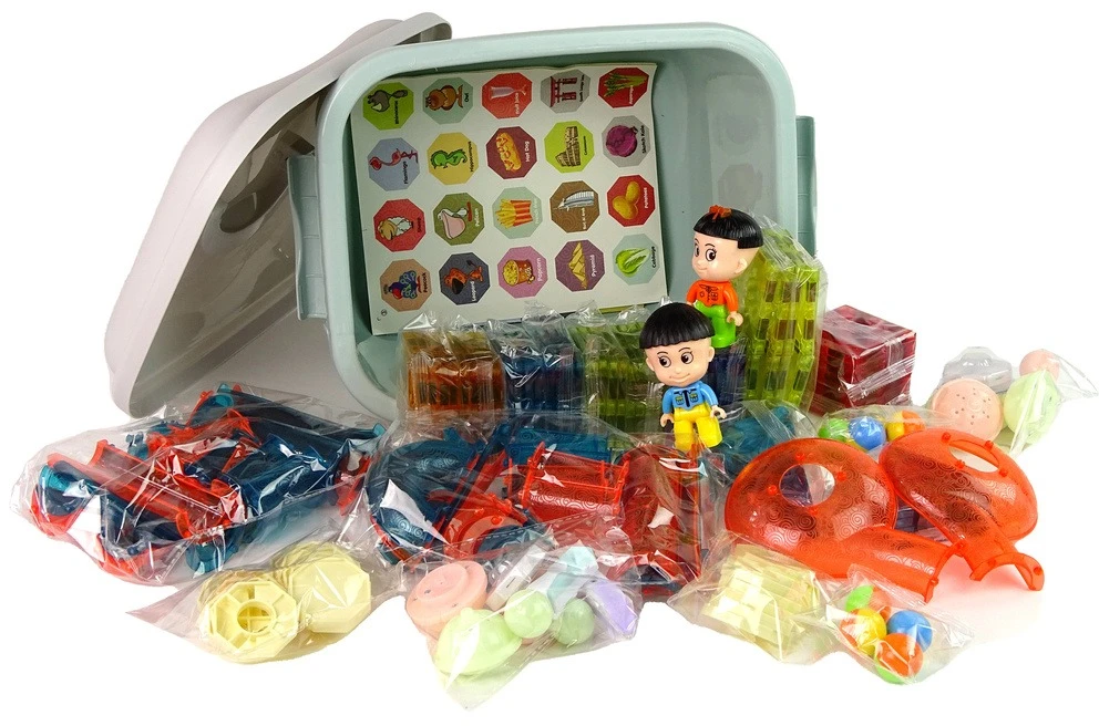 Lean Toys Šviečianti rutulių čiuožykla su blokeliais, 150 elementų