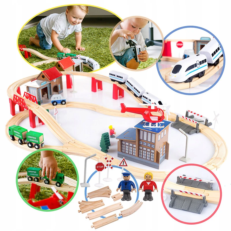 KINDERPLAY MEDINIS DĖKLAS TRAUKINIS AUTOMOBILIŲ TRAUKINIS