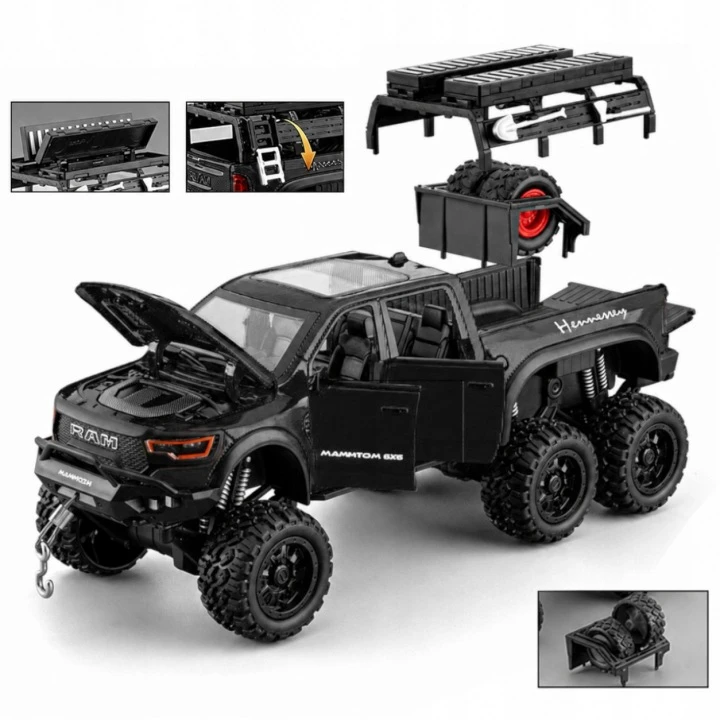 Metalinis Dodge Ram 1000 Mammoth pikapo modelis 1:24 su LED ir garsais