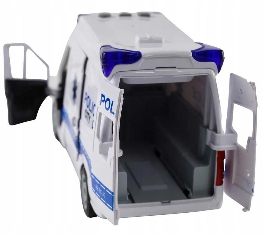 Policijos automobilis su LED šviesomis, garsais ir POWER FRICTION varikliu