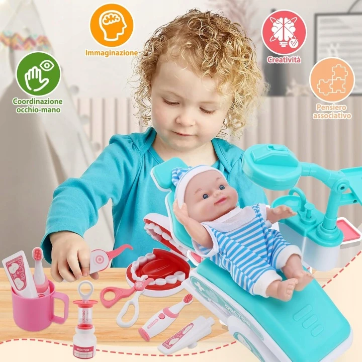 Click4Toys GYDYTOJŲ RINKINYS VAIKAMS PIRMOSIOS PAGALBOS RINKINYS AŠARŲ LOKIS STETOSKOPO VAISTŲ PRIEDAI