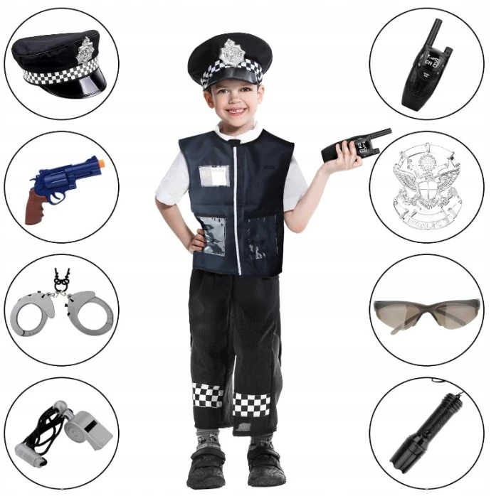 deAO Toys MAŽAS POLICININKAS RINKINYS VAIKAMS POLICIJOS PRIEDAI LIEMENĖS KEpurė