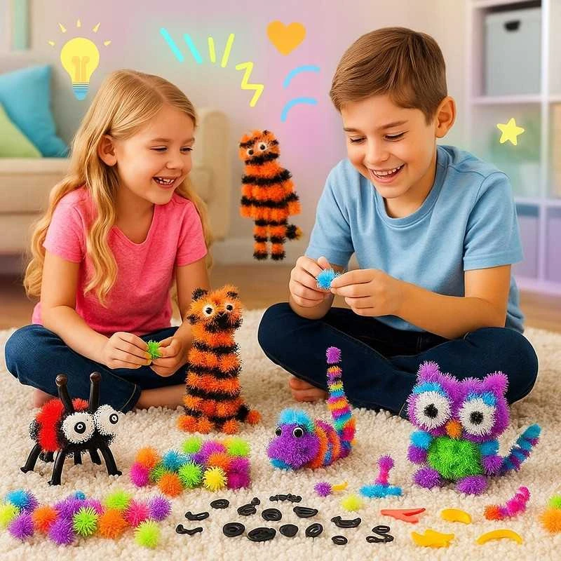 Velcro konstruktorius – 900+ spalvotų blokelių XXL dovanų rinkinys
