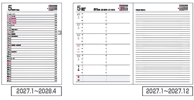Japoniškas verslo darbo kalendorius 2027 "Business Desk Planner" B5, juodas BU-1200-27D