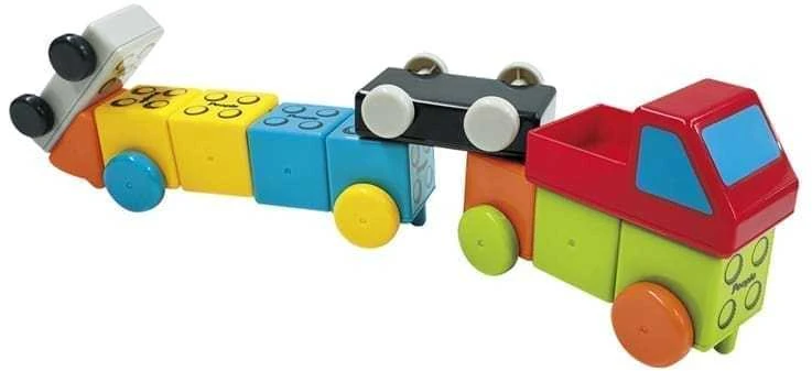 Magnetinis konstruktorius „People Blocks”, judantys automobiliai / 18 kaladėlių