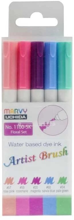 Kolorowe Baloniki Marvy Uchida Spalvoti flomasteriai Artist 1100-5K Floral, 5vnt.