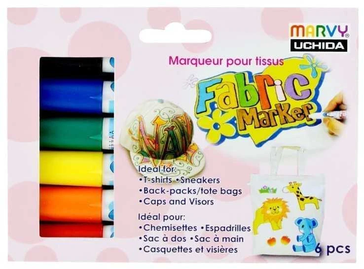 Marvy Uchida flomasteriai šviesių audinių dekoravimui #560-6A Fabric Marker Primary, 6 vnt. aprašymas - Prekės nuotrauka
