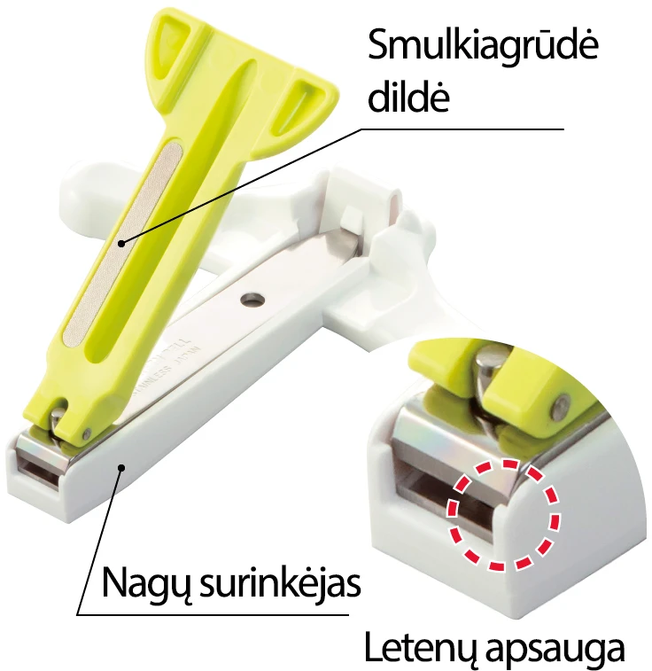 Precizinis nagų kirpiklis katėms su nagų surinkėju "Žalias Bell", PE-004