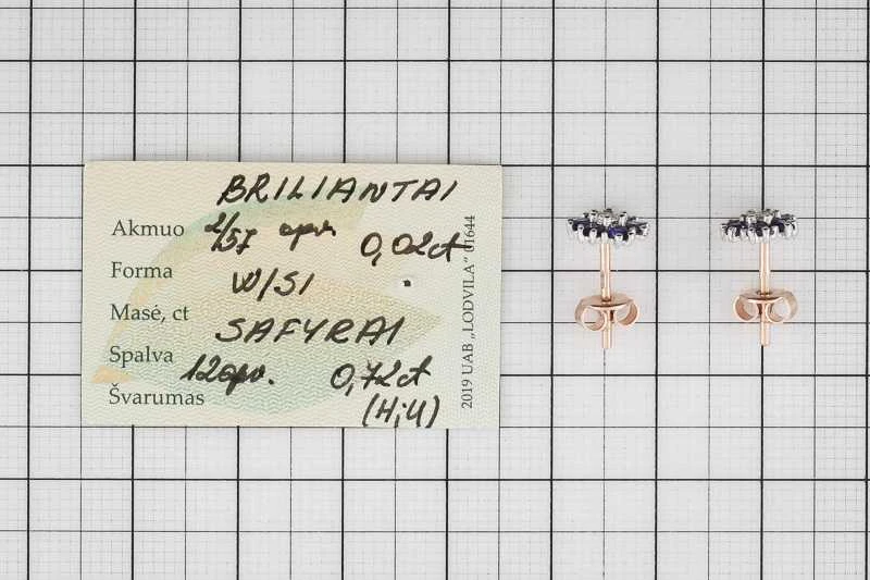 Auksiniai auskarai su briliantais ir safyrais Brasco 38390