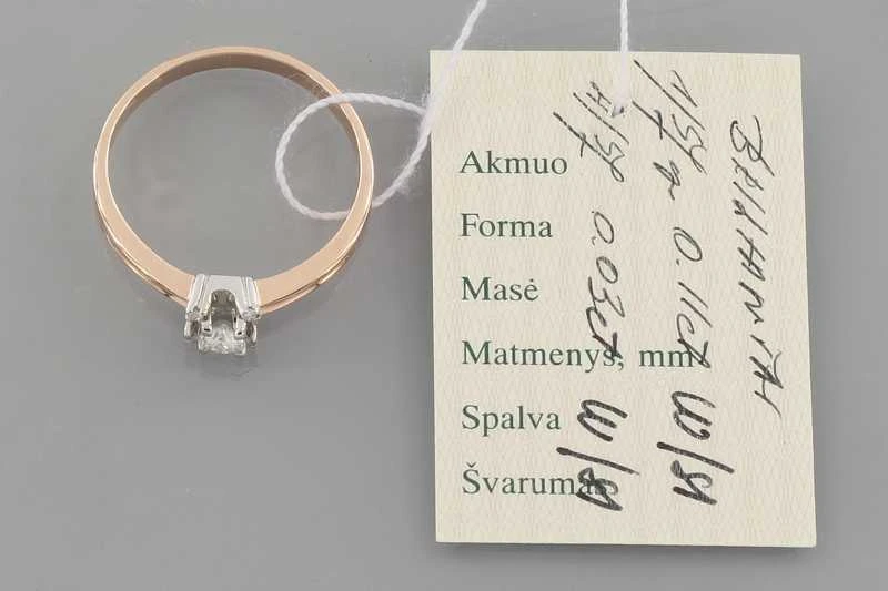 Auksinis žiedas su briliantais Brasco 3407