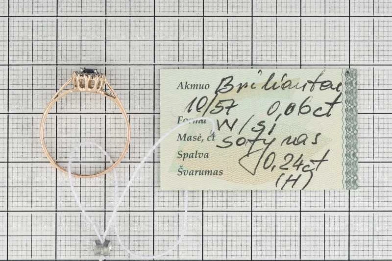Auksinis žiedas su safyru ir briliantais Brasco 8370