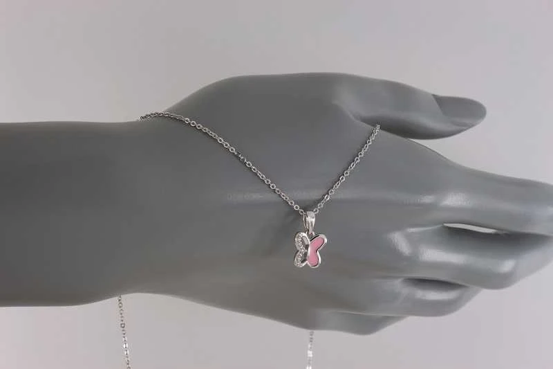 Sidabrinė grandinėlė su cirkoniais ir emaliu Brasco 55973