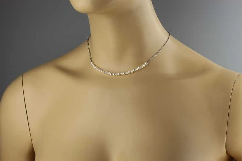 Sidabrinė grandinėlė su perlais Brasco 39657