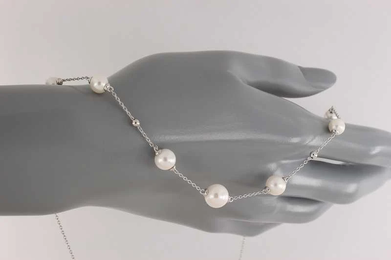 Sidabrinė grandinėlė su perlais Brasco 44056