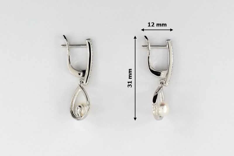 Sidabriniai auskarai su perlais ir cirkoniais Brasco 55662