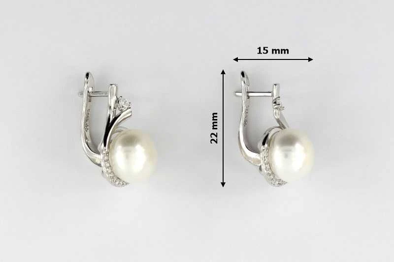 Sidabriniai auskarai su perlais ir cirkoniais Brasco 52089
