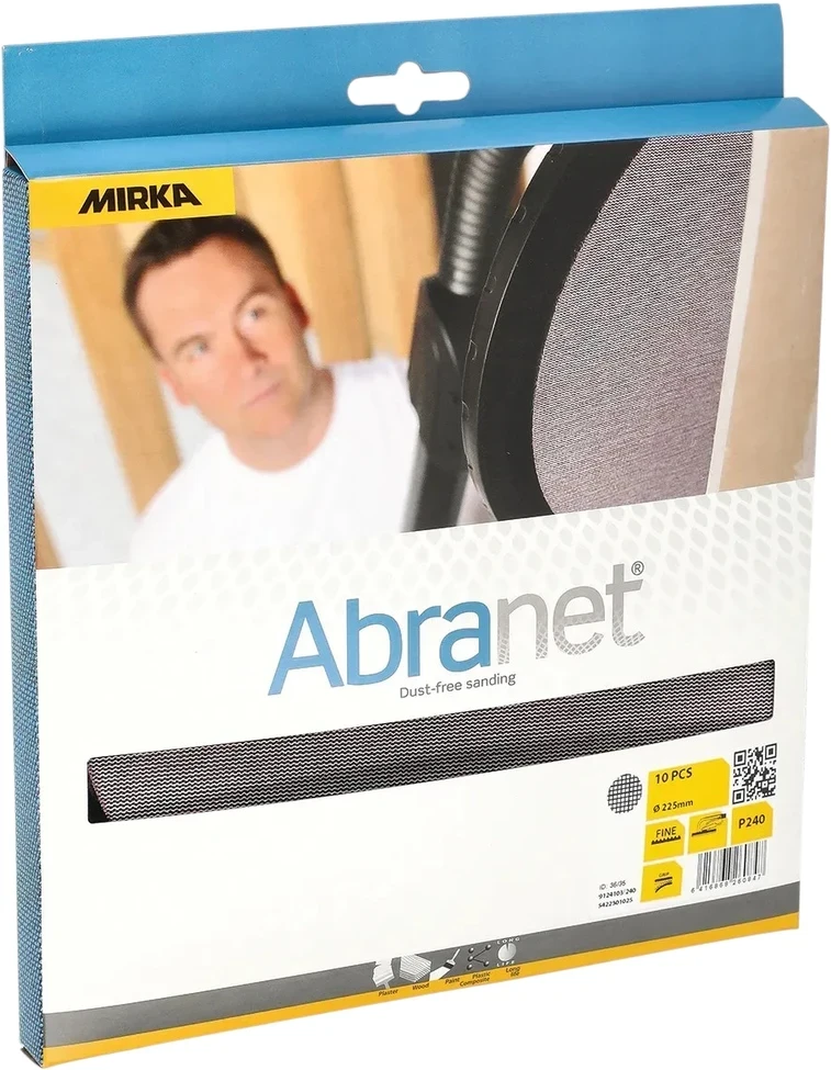 Mirka Ltd Suomija Šlifavimo tinklelis Mirka® Abranet 225 mm, Grūdėtumas: P100, Pakuotė: Pakuotė - 25 vnt