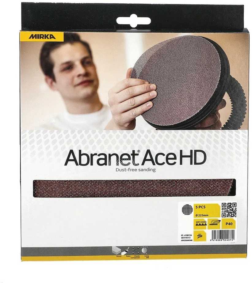 Mirka Ltd Suomija Šlifavimo diskelis Mirka ABRANET ACE HD 225 mm, Grip, P120