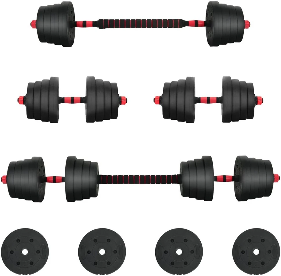 2-in-1 hantelių rinkinys 40 kg Juoda ir raudona