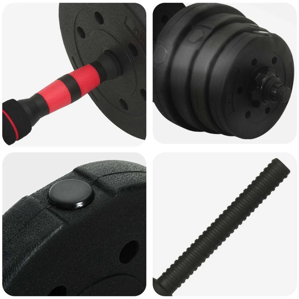 2-in-1 hantelių rinkinys 40 kg Juoda ir raudona