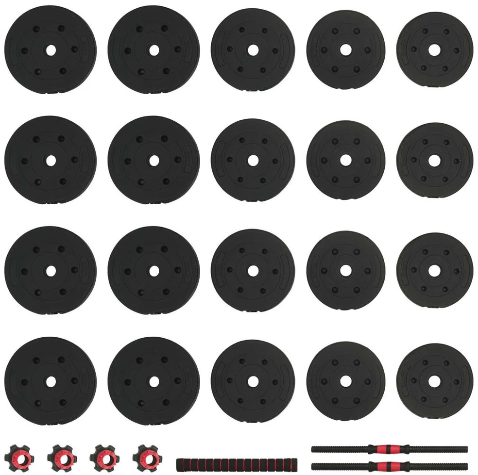 2-in-1 hantelių rinkinys 40 kg Juoda ir raudona