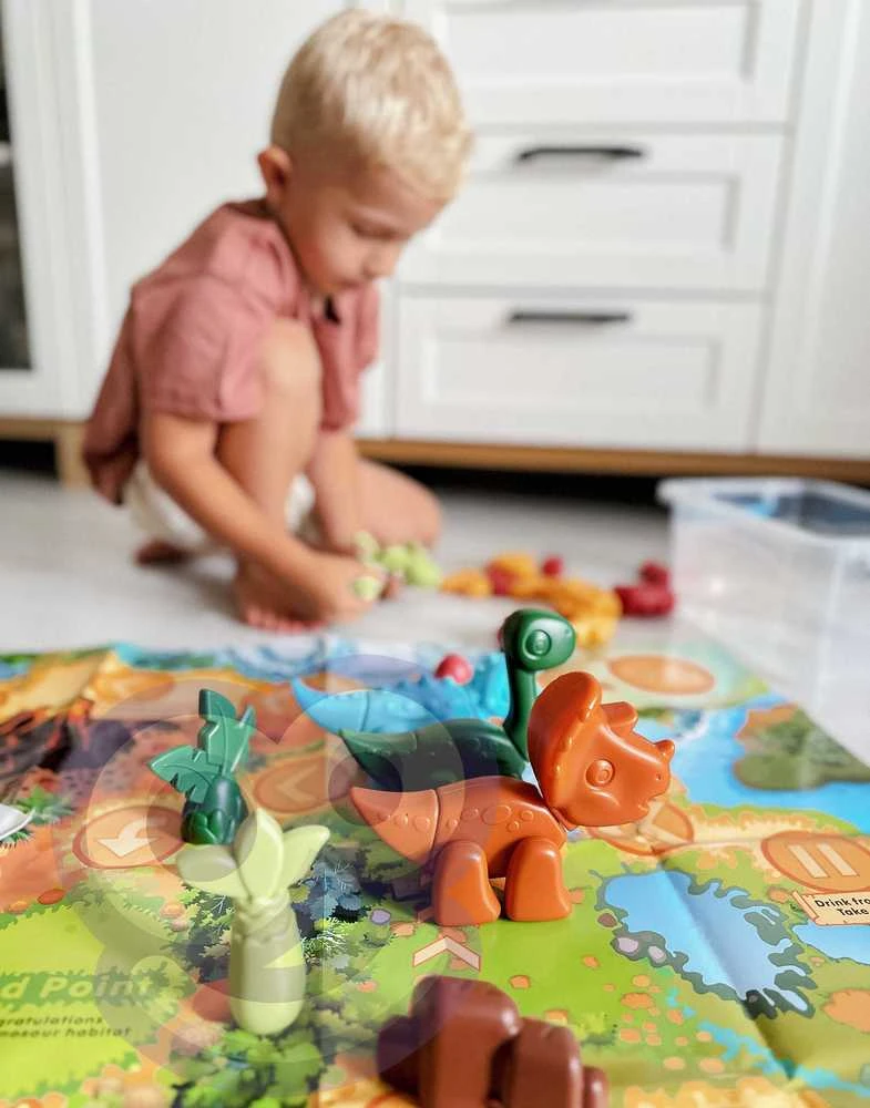 WOOPIE Konstrukcinis Rinkinys 2-in-1 Stalo Žaidimas Dinozaurai + Kauliukas 46 vnt.