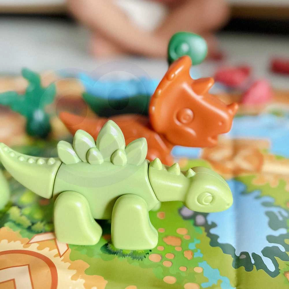 WOOPIE Konstrukcinis Rinkinys 2-in-1 Stalo Žaidimas Dinozaurai + Kauliukas 46 vnt.