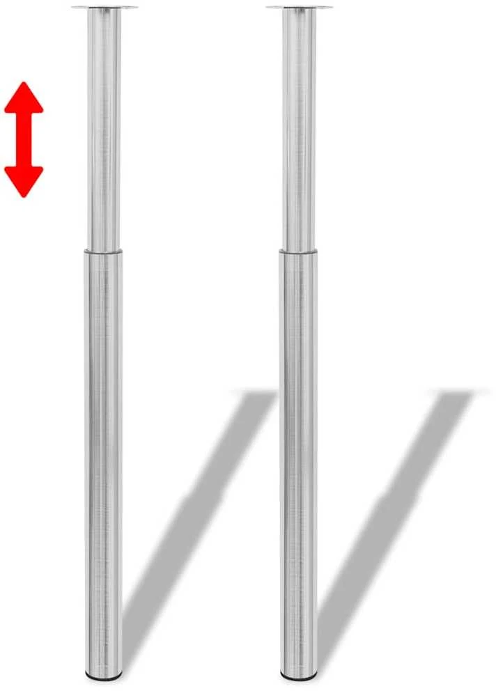 2 Teleskopinės Stalo Kojos, Matinis Nikelis, 710 - 1 100 mm