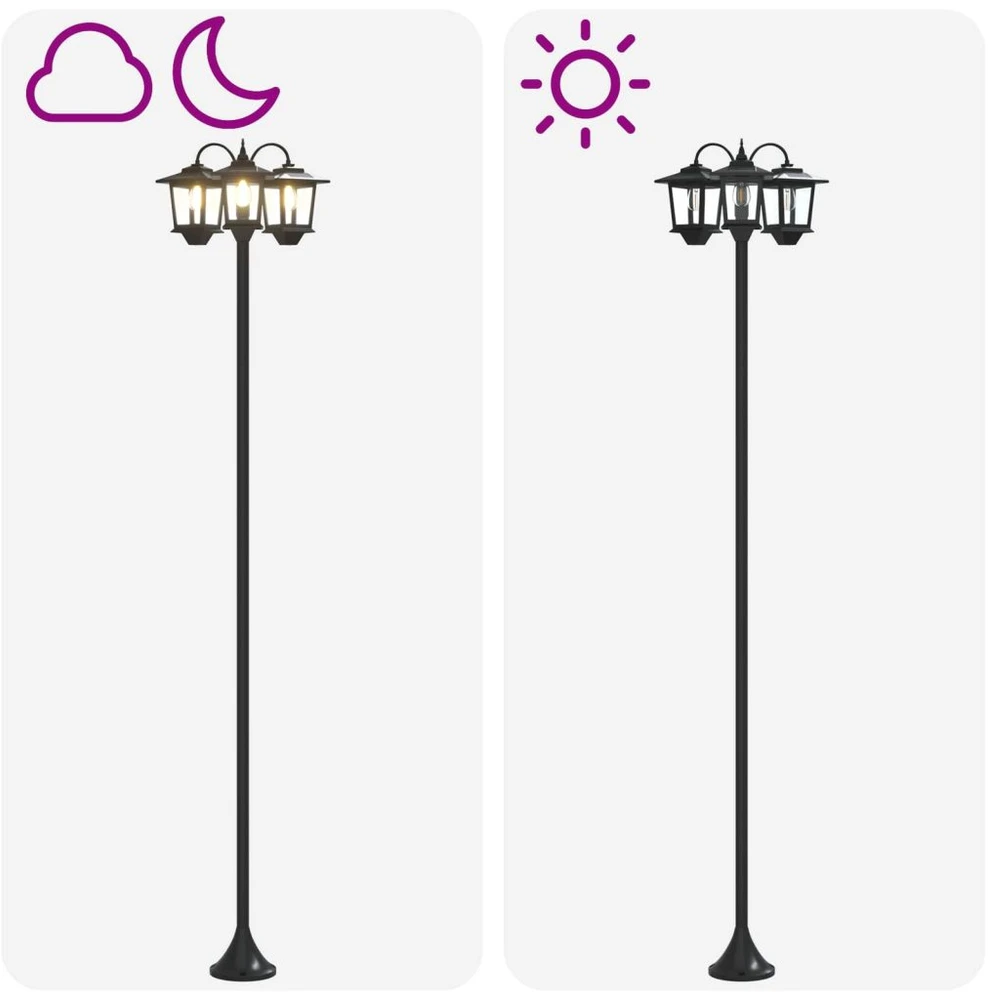 Pakabinamas šviestuvas 3-Head Lamp Post Juoda 16 x 16 x 187 cm Aliuminis ir ABS