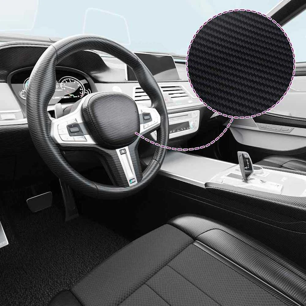 3D Automobilio plėvelės, 2vnt., juodos, 100x150cm+50x150cm