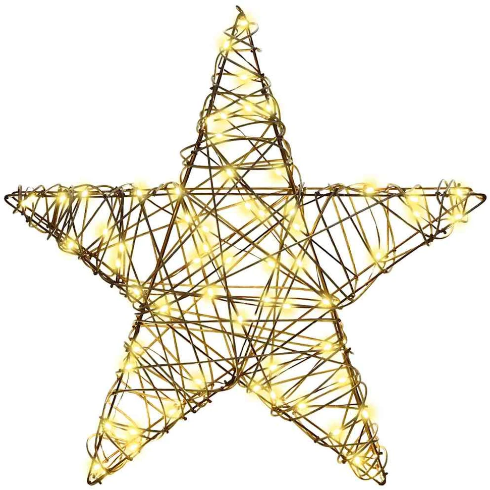 3D žvaigždė 50 LED Šilta balta 55 x 52.5 x 9 cm Ratanas