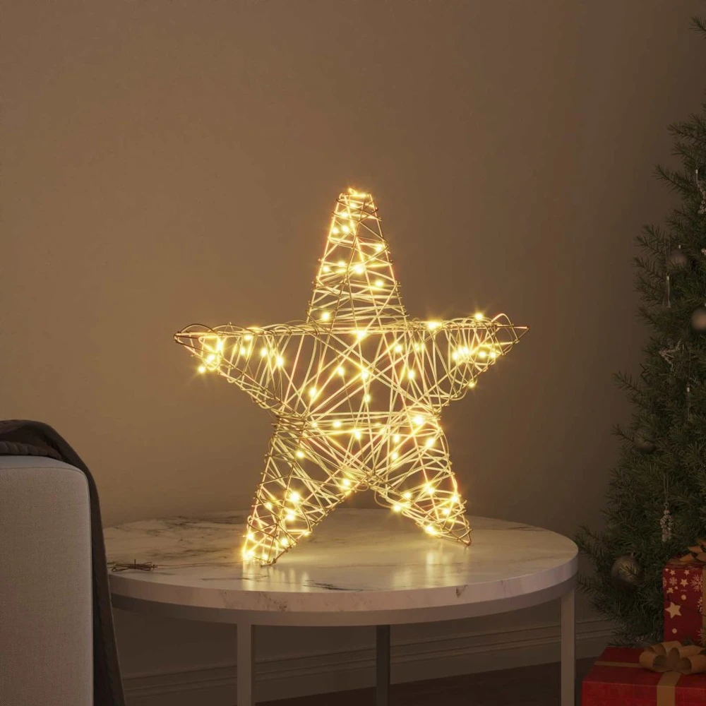 3D žvaigždė 50 LED Šilta balta 55 x 52.5 x 9 cm Ratanas