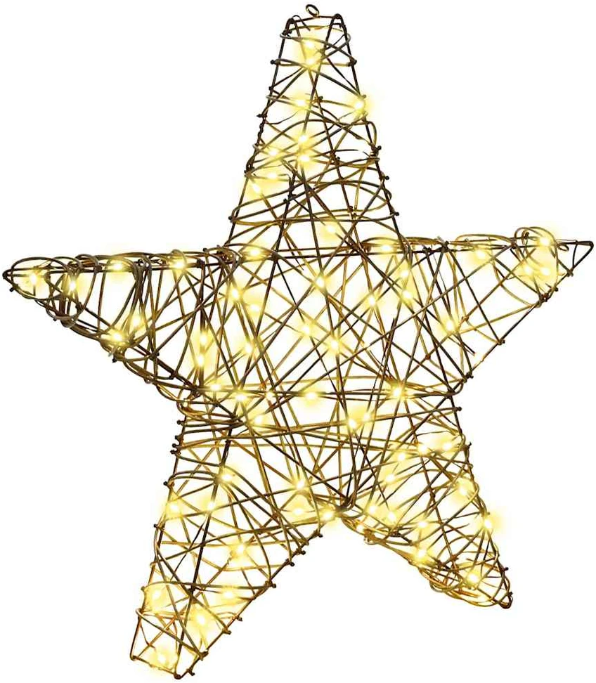 3D žvaigždė 50 LED Šilta balta 55 x 52.5 x 9 cm Ratanas