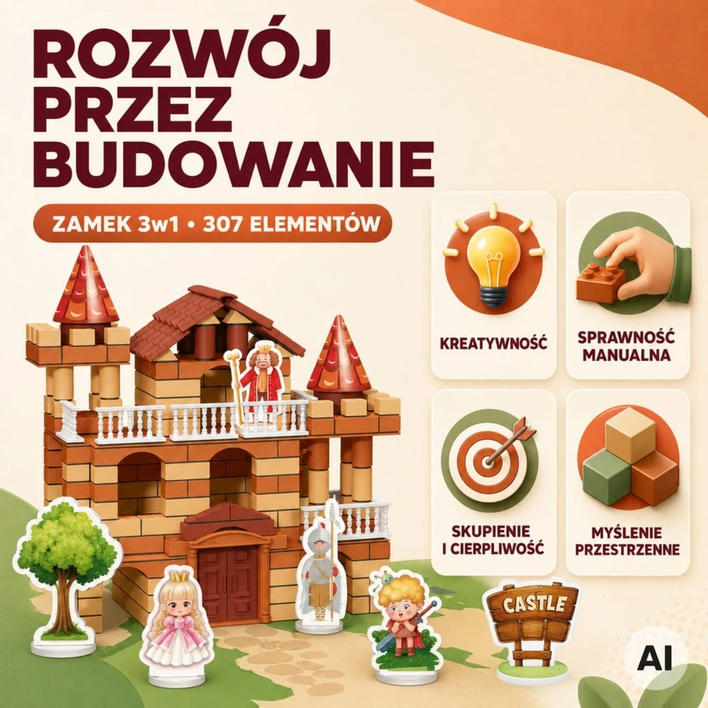Woopie 3in1 Pasidaryk pats konstravimo rinkinys vaikams Plytų pilis 307 d.