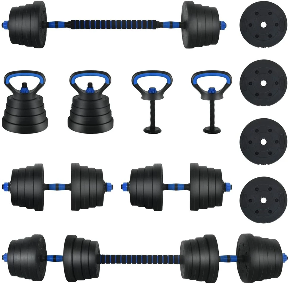 4-in-1 hantelių rinkinys 40 kg Juoda ir mėlyna