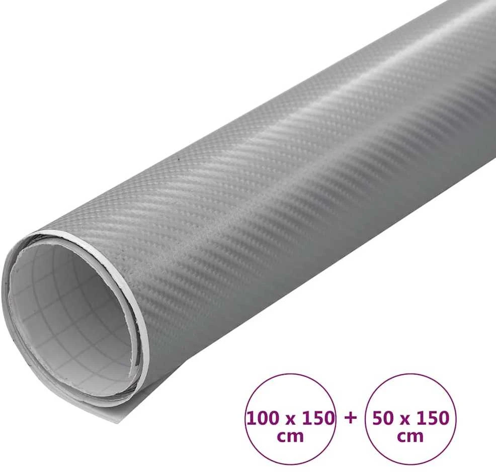 4D Automobilio plėvelės, 2vnt., sidabrinės, 100x150cm+50x150cm
